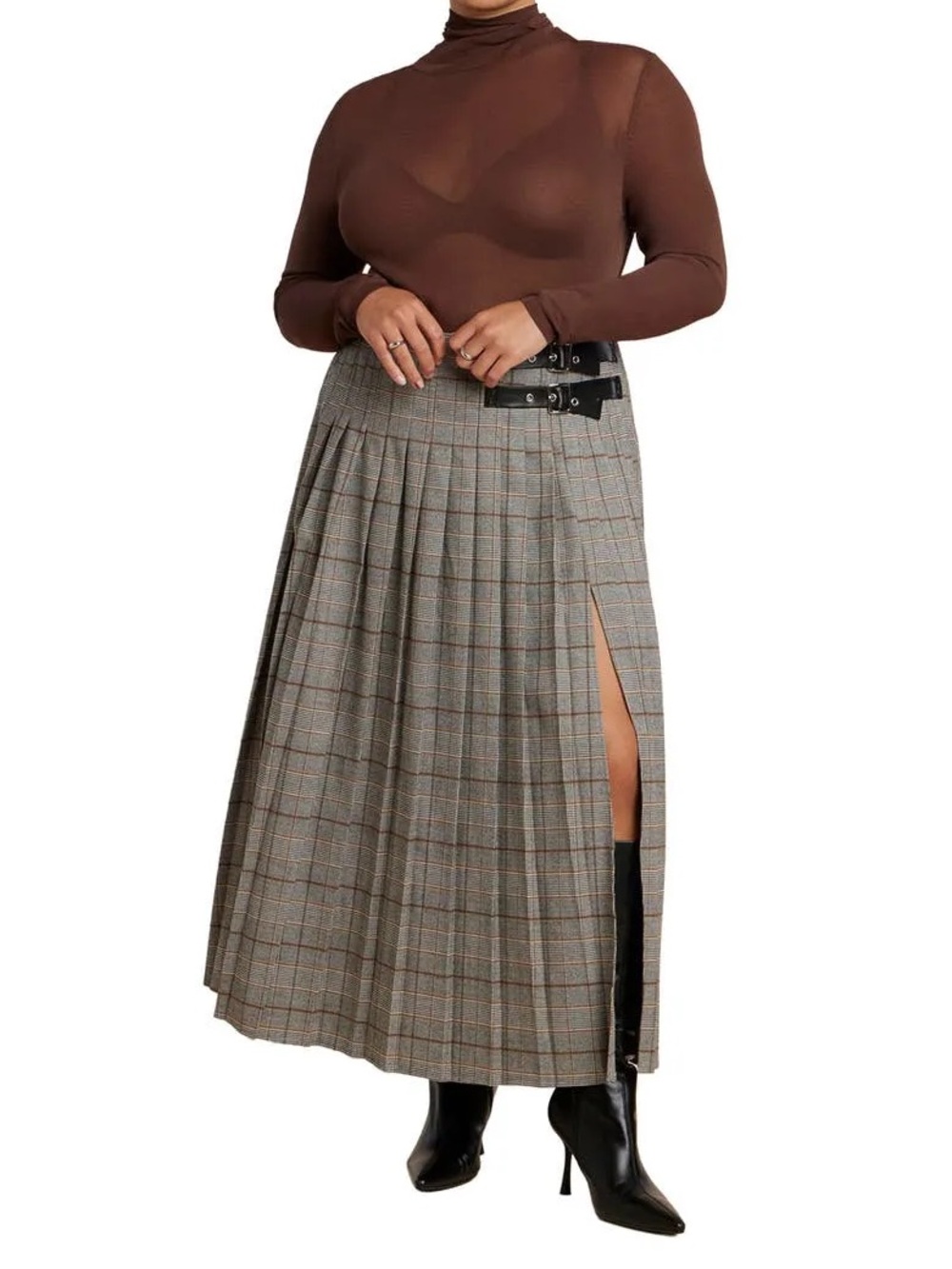 Vintage 80s Impromptu Midi Kilt Skirt With Side Button Detail - Picture 6 of 8